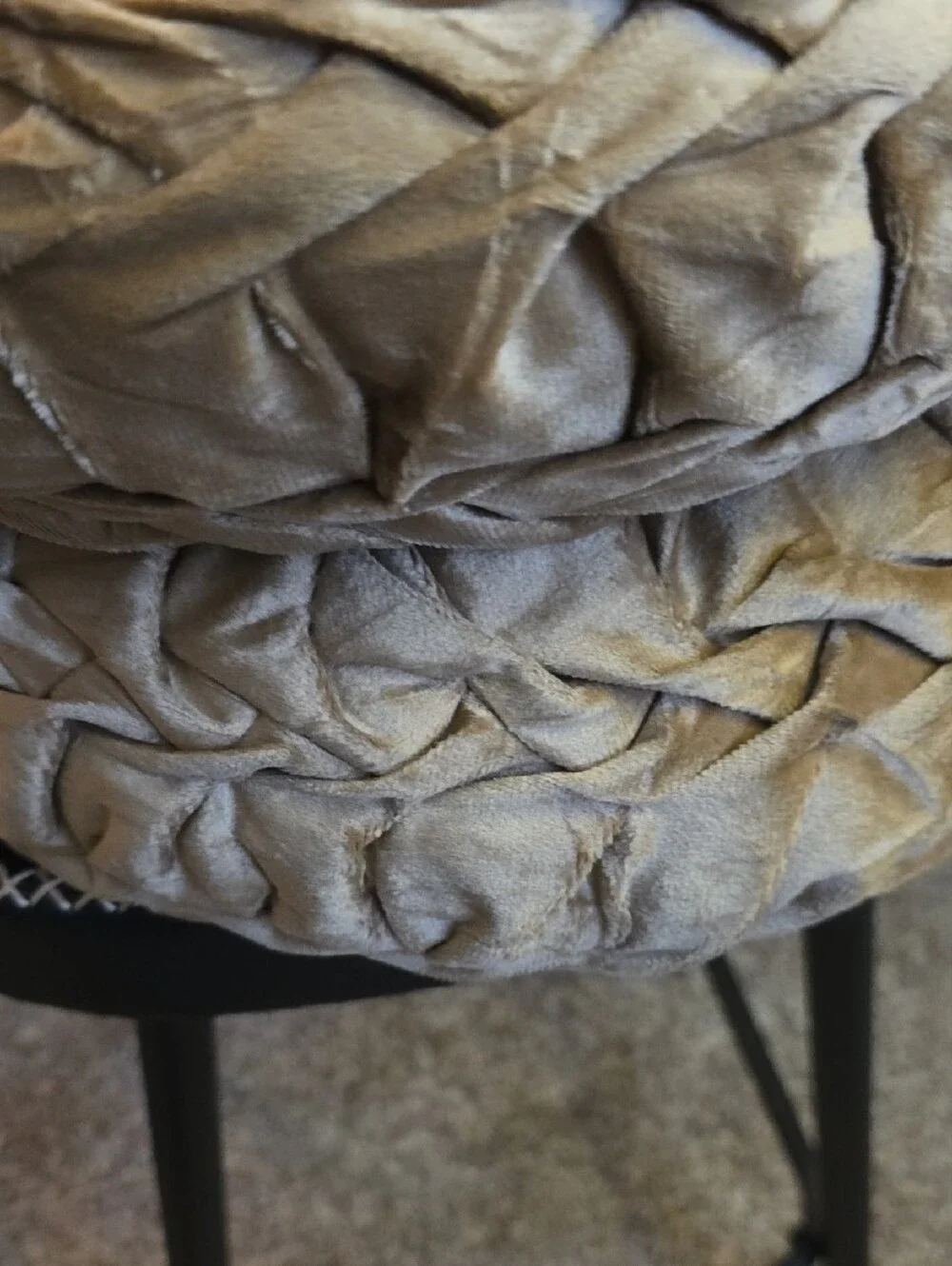 Gold Velvet Round Tufted Accent Pillow - Unbranded